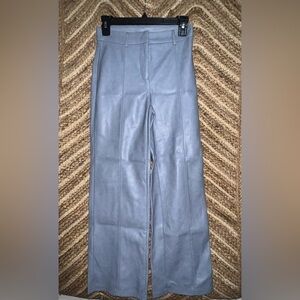 7 For All Mankind Women's Baby Blue Leather Style Pants, Wide Leg, Size XS